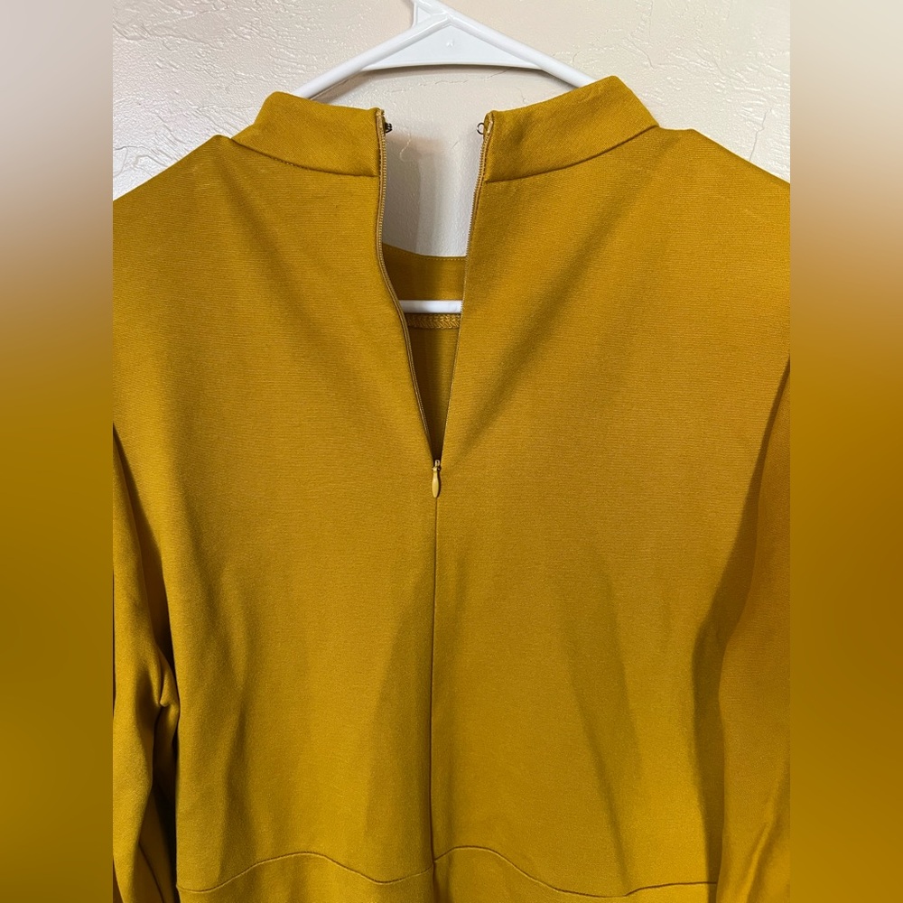 Nanette Lepore Mustard Yellow Dress Size 10 women's long sleeve midi - Picture 8 of 10